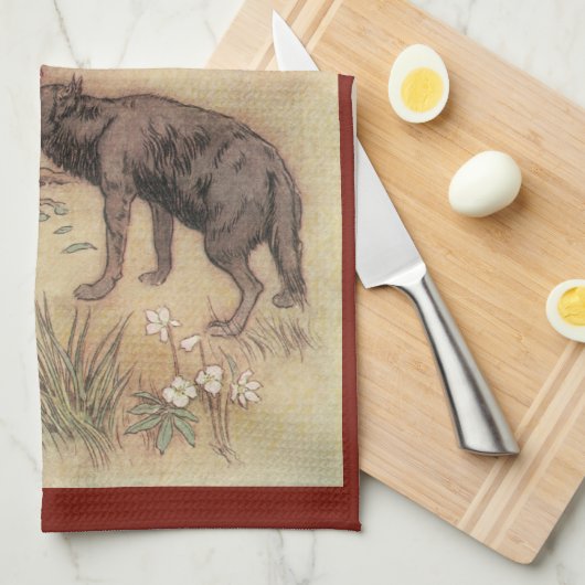  Rood Ridderhout van Warwick Goble Theedoek (Quarter Fold)