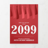 Rood rij Tassels 3-foto-Afstuderen Drieluik Uitnodiging (Cover)