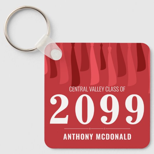 Rood rij Tassels Foto Afstuderen Sleutelhanger (Voorkant)