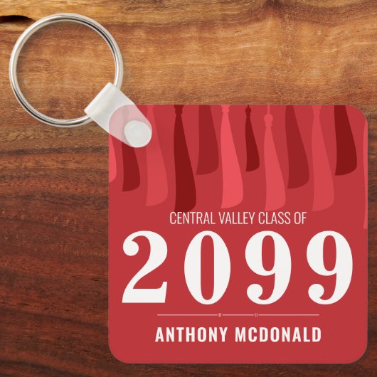 Rood rij Tassels Foto Afstuderen Sleutelhanger (Voorkant)