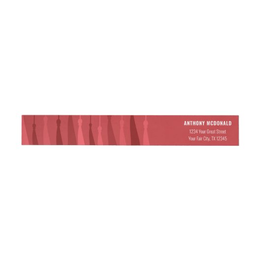 Rood rij Tassels Wraparound-adreslabel (Individueel)