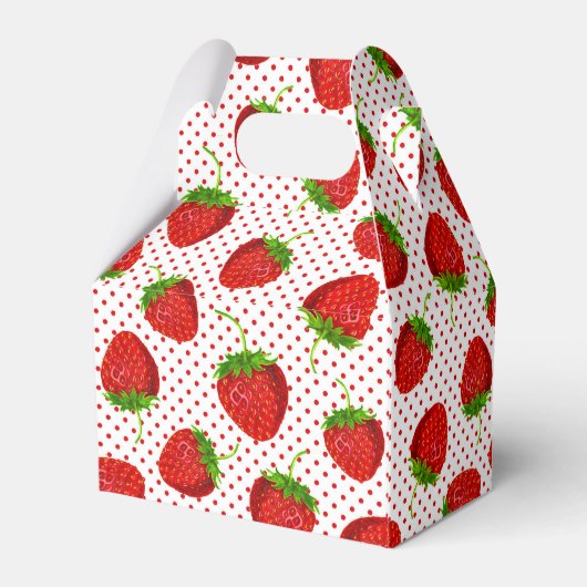 Rood rijpe aardbei en Stippen Patroon Bedankdoosjes (Achterkant)