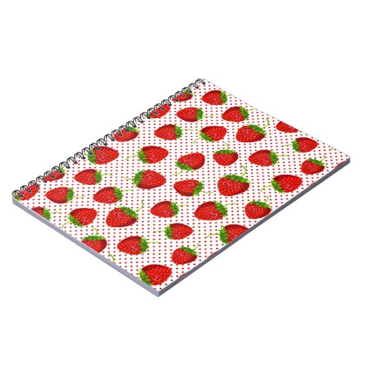 Rood rijpe aardbei en Stippen Patroon Notitieboek (Linkerzijde)