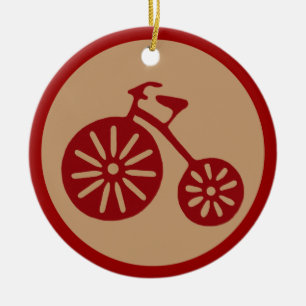 Rood rijwieltje keramisch ornament