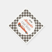 Rood rijzenkar 4e verjaardag servet (Hoek)