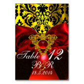 ROOD ROBIJNLINT GOUD KELTISCH HART DAMAST MONOGRAM KAART (Voorkant)