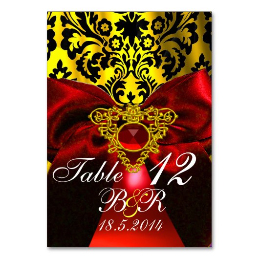 ROOD ROBIJNLINT GOUD KELTISCH HART DAMAST MONOGRAM KAART (Voorkant)