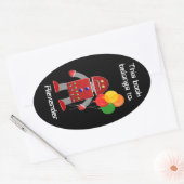 Rood robot en ballonnen Bord op het etiket (Envelop)