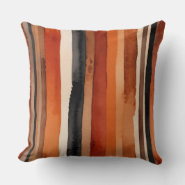 Rood Roest zwart en beige strepen Kussen