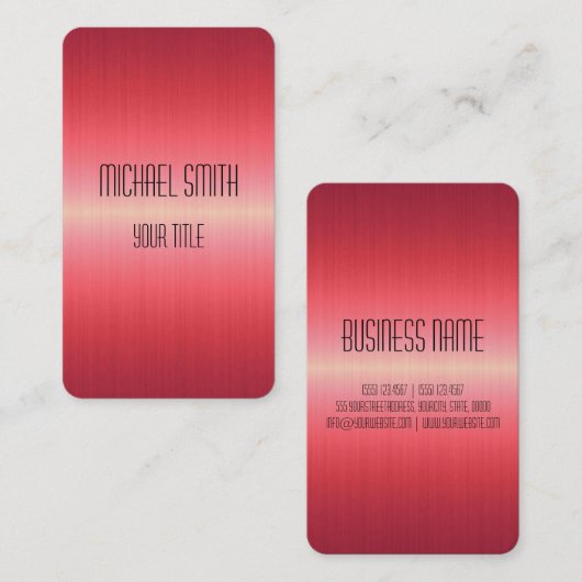 Rood roestvrij staal visitekaartje (Voorkant / Achterkant)