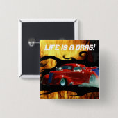 Rood roken Doorslammer sleeperende auto Vierkante Button 5,1 Cm (Voorkant /achterkant)