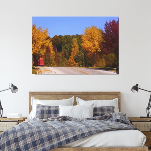 Rood-rolleykleuren van herfstbomen canvas afdruk (Insitu (Slaapkamer))