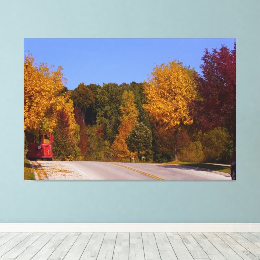 Rood-rolleykleuren van herfstbomen canvas afdruk (Insitu (Houten vloer))