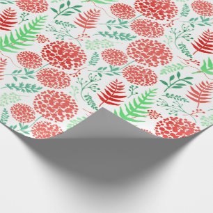 Rood rond bloemen groen blad patroon cadeaupapier
