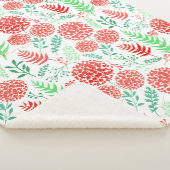 Rood rond bloemen groen blad patroon sherpa deken (3/4)