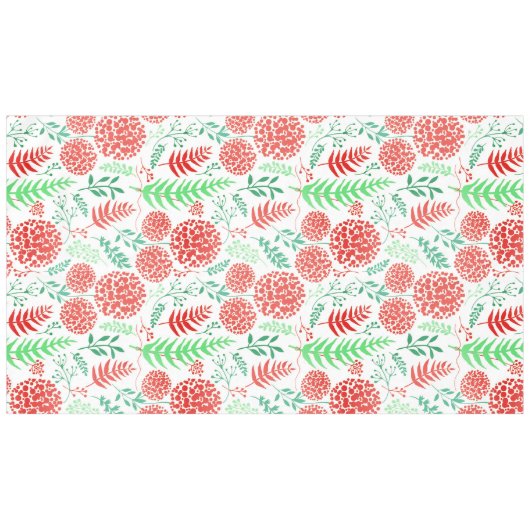 Rood rond bloemen groen blad patroon tafelkleed (Voorkant (Horizontaal))