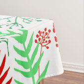 Rood rond bloemen groen blad patroon tafelkleed (Voorbeeld)