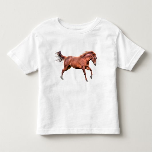 Rood ronddraaiende rode dun-paarden die kantelen s kinder shirts (Voorkant)