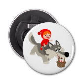 Rood rondhout en open met de knop Wolf Button Flesopener (Voorkant)