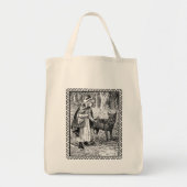Rood rondhout met wolftekening in Fancy Lijst Tote Bag (Voorkant)