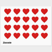 Rood-rood, feest rood, effen kleur, hart sticker (Vel)