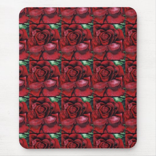 "Rood, rood, Roos" Floral Mousepad Muismat (Voorkant)