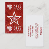 Rood rood visitekaartje rood Star 'VIP PASS' (Voorkant / Achterkant)