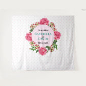 Rood Rood Witte Petunia Polka Dots Wandkleed (Voorkant (horizontaal))