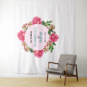 Rood Rood Witte Petunia Polka Dots Wandkleed (In situ)