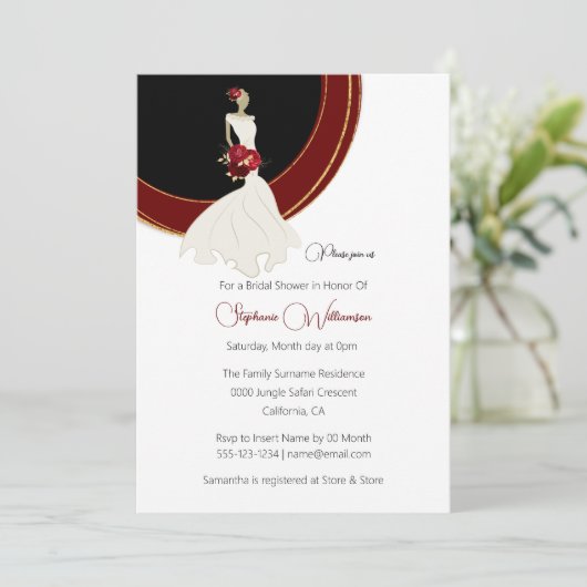 Rood roodbruin vrijgezellenfeest met gouden accent kaart (Staand voorkant)