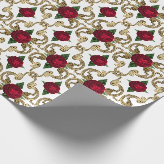 rood roodpatroon cadeaupapier (Hoek)