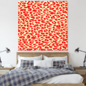 Rood roodroodroos Dierenprinthuid van luipaard Canvas Afdruk (Insitu (Slaapkamer))