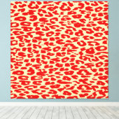Rood roodroodroos Dierenprinthuid van luipaard Canvas Afdruk (Insitu (Houten vloer))