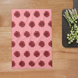Rood roodrooster naadloos patroon op keukenhanddoe theedoek