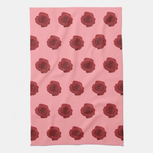 Rood roodrooster naadloos patroon op keukenhanddoe theedoek (Verticaal)