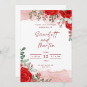 Rood roodroze transparante inkt voor bruiloft kaart (Voorkant / Achterkant)