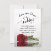 Rood roodrozenhuwelijk save the date (Voorkant)