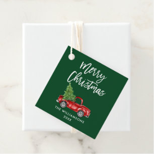 Rood Roodvrachtwagen voor kerstmis penseel Bedankjes Labels