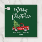 Rood Roodvrachtwagen voor kerstmis penseel Bedankjes Labels (Voorkant)