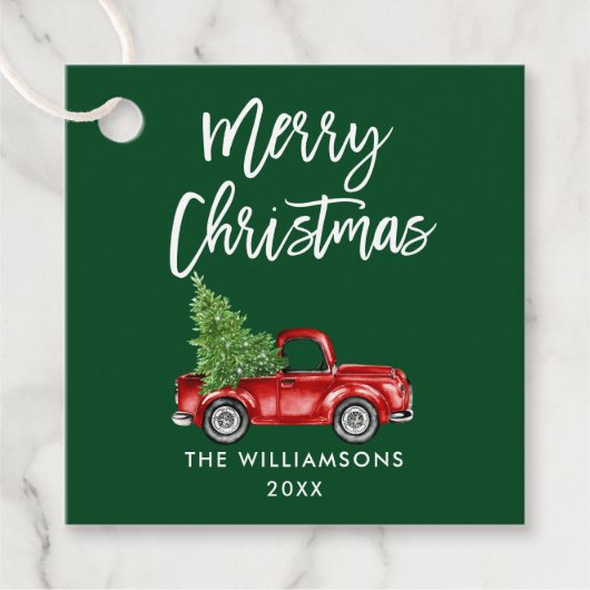 Rood Roodvrachtwagen voor kerstmis penseel Bedankjes Labels (Voorkant)