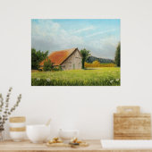 Rood-Roofed Barn in de Beelddruk Poster (Keuken)
