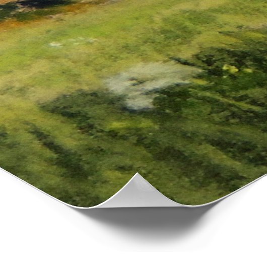 Rood-Roofed Barn in de Beelddruk Poster (Hoek)