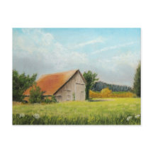 Rood-Roofed Barn in de Meadow