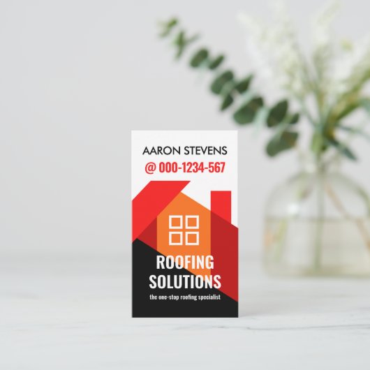 Rood Rooftop Building Roofer Visitekaartje (Staand voorkant)