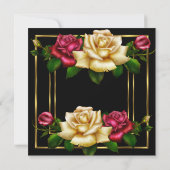 Rood roomcrème Roos floral black Birthday Party Kaart (Achterkant)