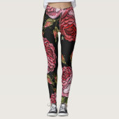  rood roos borduurpatroon leggings (Voorkant)
