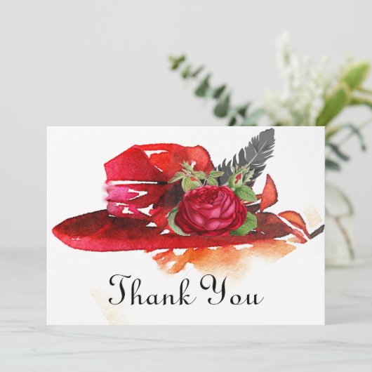 rood roos Pet plat dank u kaart (Staand voorkant)