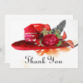 rood roos Pet plat dank u kaart (Voorkant / Achterkant)