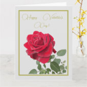 Rood roos - rood red rose valentine's day kaart (Gele Bloem)