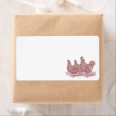 Rood Rooster en kippen Plymouth Rock Boerderij Etiket (Insitu)